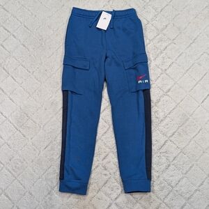 Nike Sweatpants Kids L Blue Air Fleece Cargo Streetwear Casual Graphic NEW